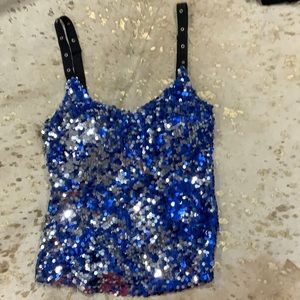 Sequin padded lingerie/club tank top strappy back
